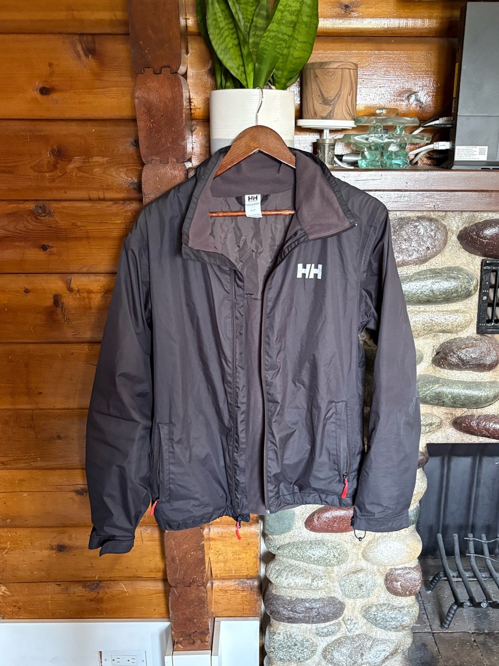 Helly Hansen Partial Fleece Lined Outdoor Jacket Windbreaker Men’s Small Black